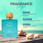 Annotated fragrance profile infographic for VOKKA