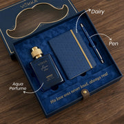 VOKKA Father's Day Gift Set for Dad | Aqua Perfume 100ml, Premium Metal Pen & Notebook | Luxury Gift Box for Father | Father's Day Gift from Son Daughter Wife Family