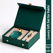 Vokka Rakhi Gift Set for Brother | Thai Aqua Perfume 50ml & Premium Rakhi