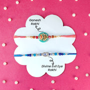 VOKKA Rakhi Gift for Brother Unisex Deodorant 150ml Travel Vibes with 2 Rakhis | Divine Evil Eye & Ganesh Rakhi | Raksha Bandhan Combo Set for Bhaiya & Bhabhi Combo 8