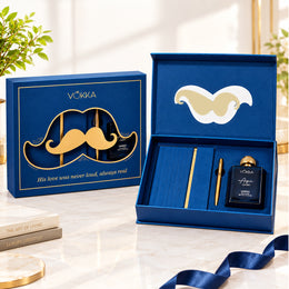 VOKKA Luxury Gift Set for Men | Aqua Perfume 100ml, Premium Metal Pen & Notebook
