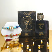 VOKKA Rakhi Gift for Brother Unisex Oud Perfume 100ml with 2 Rakhis | Aqua Star & Veerbond Rakhi | Raksha Bandhan Combo Set for Bhaiya & Bhabhi Combo 15
